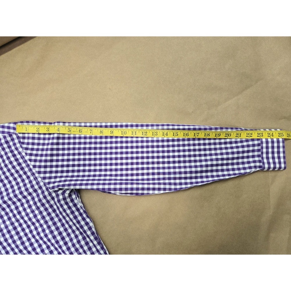 Brooks Brothers Men's Purple Plaid Button Down Cotton Dress Shirt Size M - Picture 8 of 13